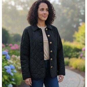 Architect Utility Jacket Womens M‎ Black Quilted Button Down Paisley Lined Retro